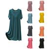 Summer Women's Dress With Long Loose Insole Solid Color Short Seeved Dress Night Dress