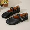 Women Flats Fashion Rivet Loafers Buckle Strap Round Toe Shallow Mary Jane Shoes Lady Soft Sole Leather Pumps Casual Thin Shoes