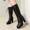 Women's High-heeled Boots Autumn and Winter New Waterproof Table Thick-heeled Large-size Medium Boots