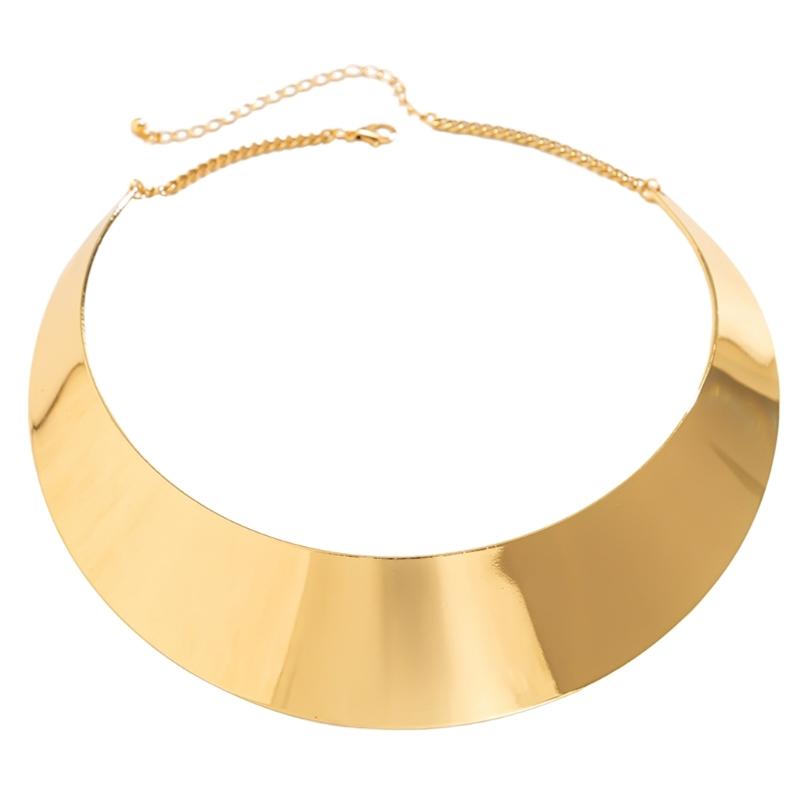 Женское панк хип-хоп ожерелье, преувеличенный металлический проволочный торк, чокер, золото/серебро, широкая гладкая цепь, шейное украшение