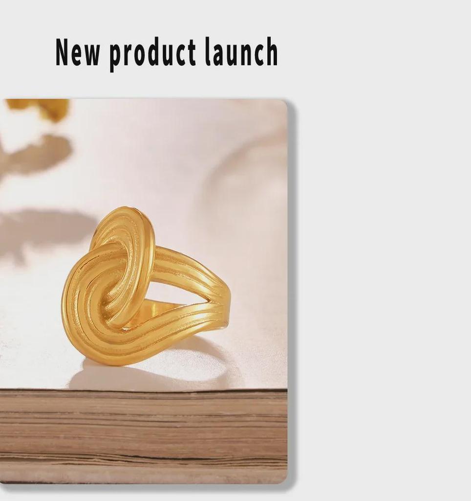 Кольцо из титановой стали с ретро-скрученной полосой с покрытием из 18-каратного золота, европейский и американский стиль