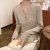 V-neck Bottoming Shirt Women's Autumn and Winter New Simple Design Slim-fitting Long-sleeved Sweater Knitted Sweater Top