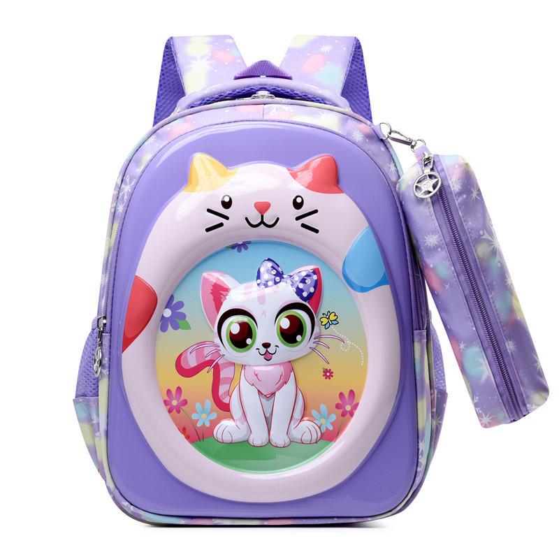 Breathable Nylon Backpack For Children Colorful Animal Patterns Unisex Primary School Bag