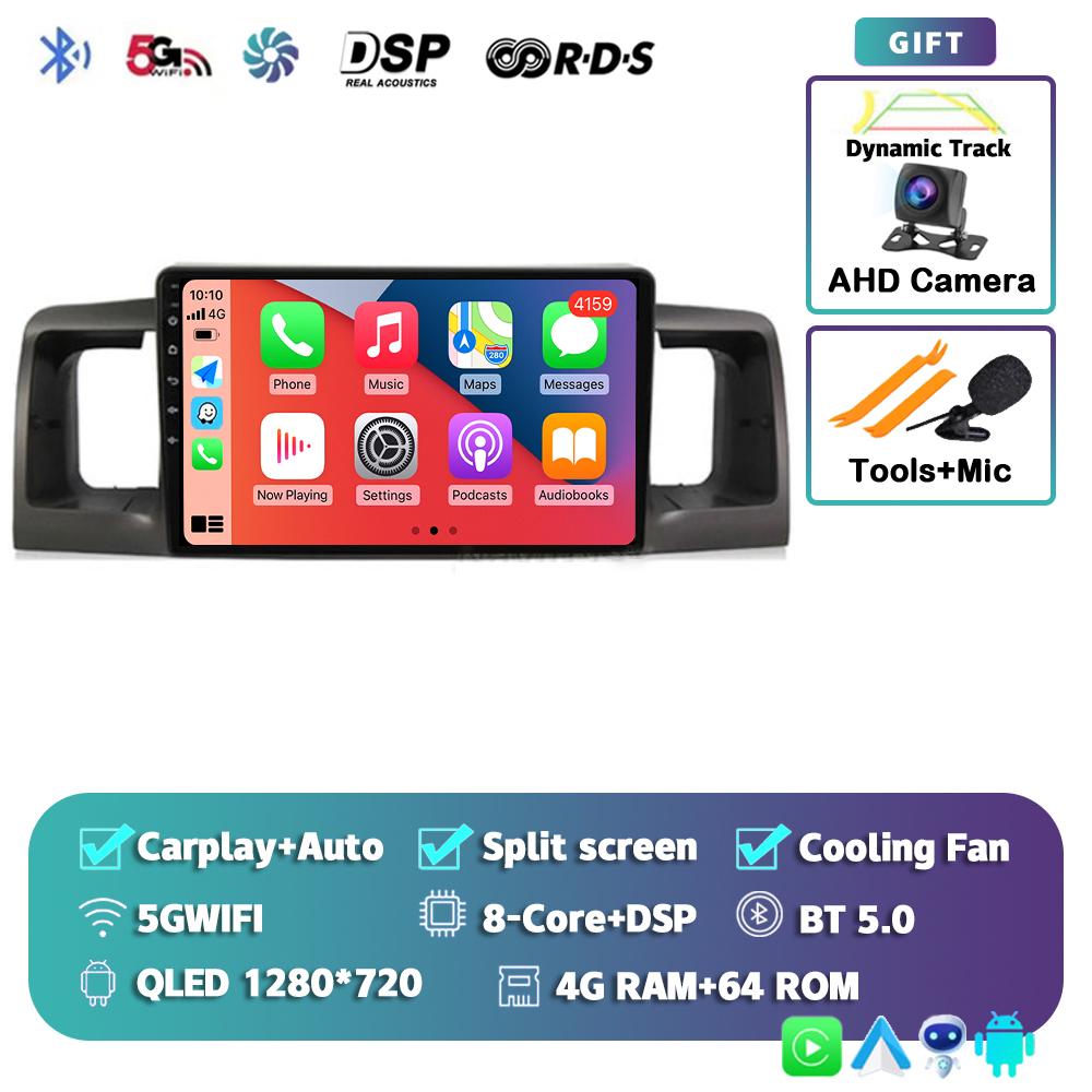 Android 14 Carplay Автомагнитола для Toyota Corolla E120 E 120 BYD F3 2007 2008 2009-2011 Мультимедийный Видеоплеер GPS Стерео