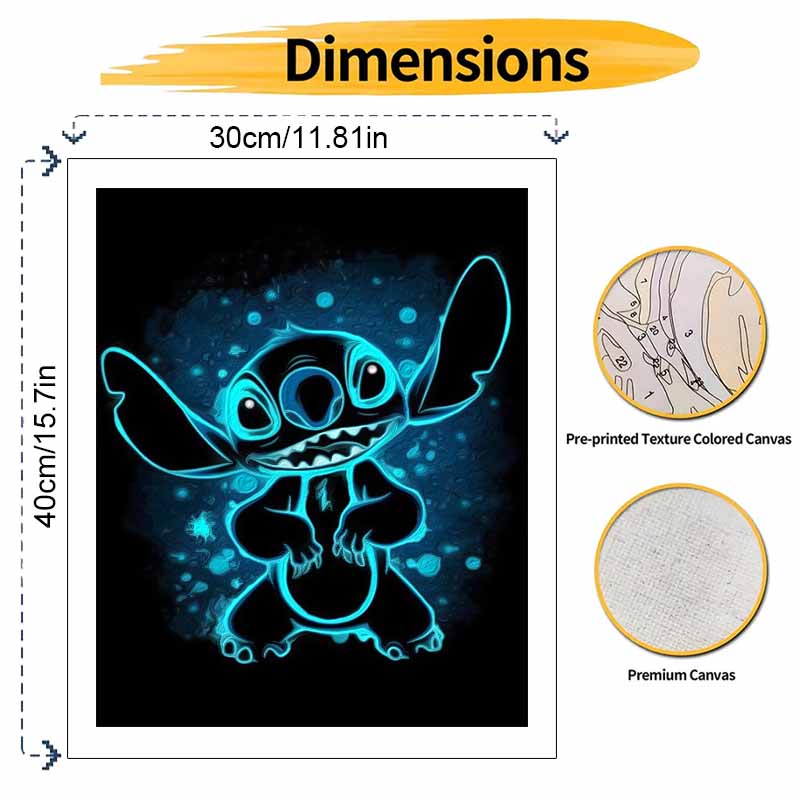 Disney Набор для рисования по номерам Stitch неоновой краской, ручная работа DIY, декор для дома, подарки для спальни, настенное панно, набор для творчества
