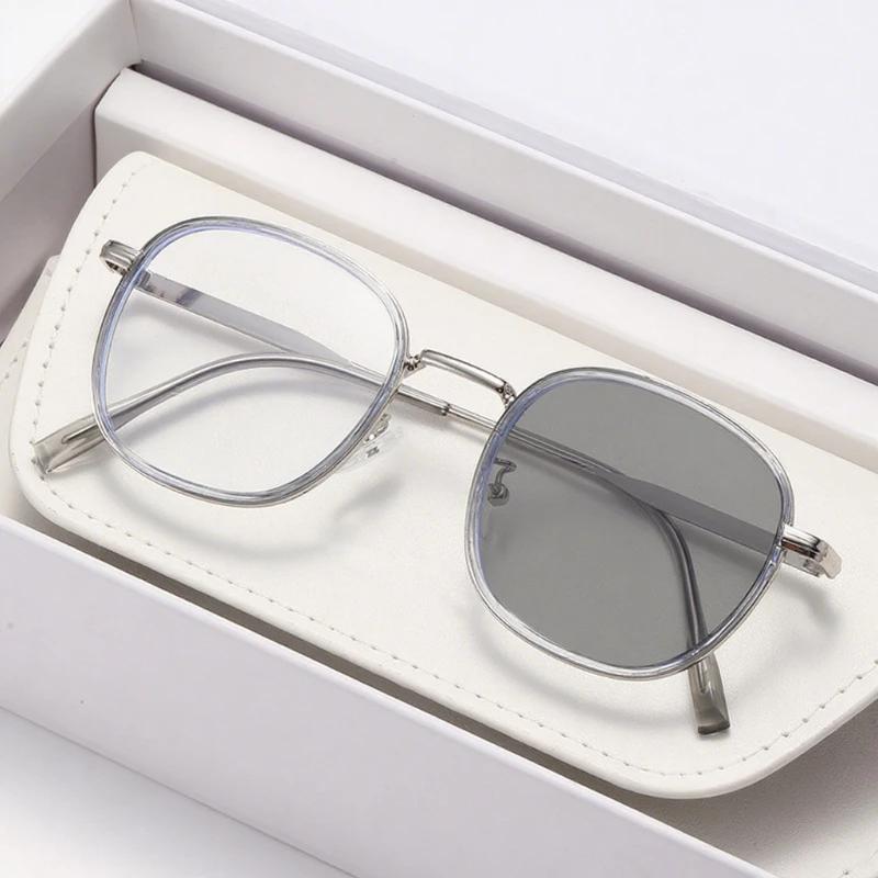 Новые ретро фотохромные очки для близорукости для женщин и мужчин, большая оправа, солнцезащитные очки с защитой от синего света и изменяющие цвет, с диоптриями от 0 до -4.0