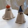 Halloween Ghost Incense Burner With Pumpkin And Wizard Hat Design Resin Ornament For Home Fragrance And Spooky Decoration