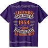 New Men 72th Birthday Tee Vintage Legends Born in 1954 72 Years Old T Shirt Oversize Printed Tee Shirt Casual Short Sleeve