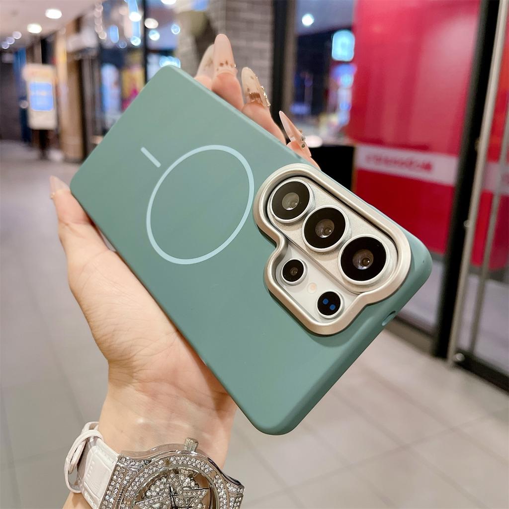 Для Samsung Galaxy S26 S25 S24 S23 S22 Ultra Plus FE Ударопрочный Чехол Funda Матовый Жесткий ПК Металлическая Рамка Для Magsafe Магнитный Чехол