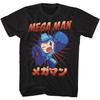 Американская Классика Mega Man Mega Kick Японский Принт Взрослая Черная Футболка с Короткой Рукавой Игровая Графическая Футболка