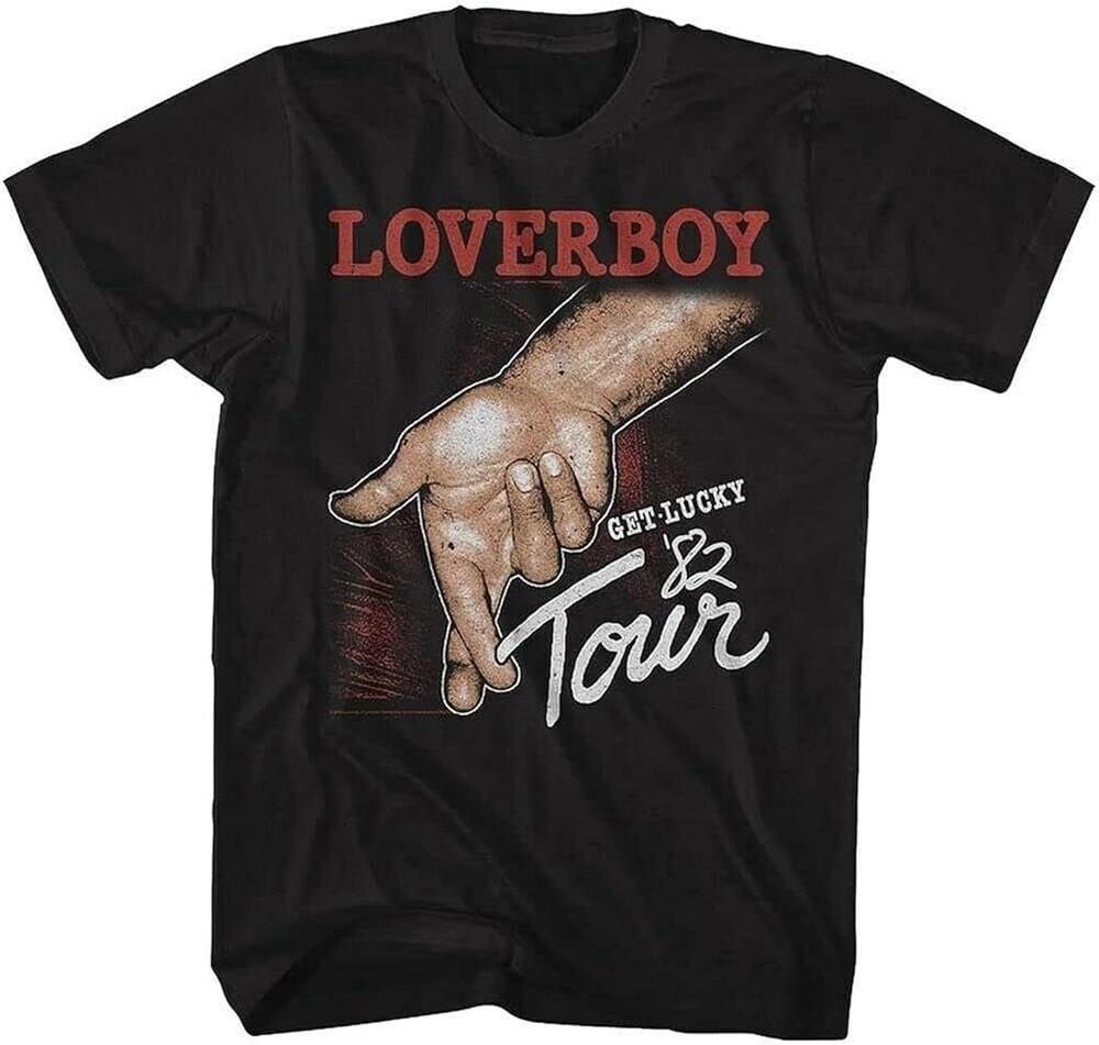 Vtg Loverboy Get Lucky Tour Heavy Cotton Black Full Size Shirt Unisex T-Shirt