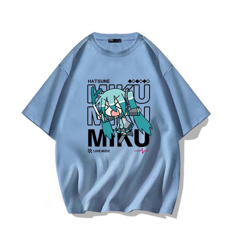 Мужская свободная хлопковая футболка с коротким рукавом для подростков Diva Miku Hatsune