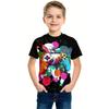 Summer Round Neck 3D Game Console Printed Top Fashionable Casual Short Sleeved Children's Boy T-shirts