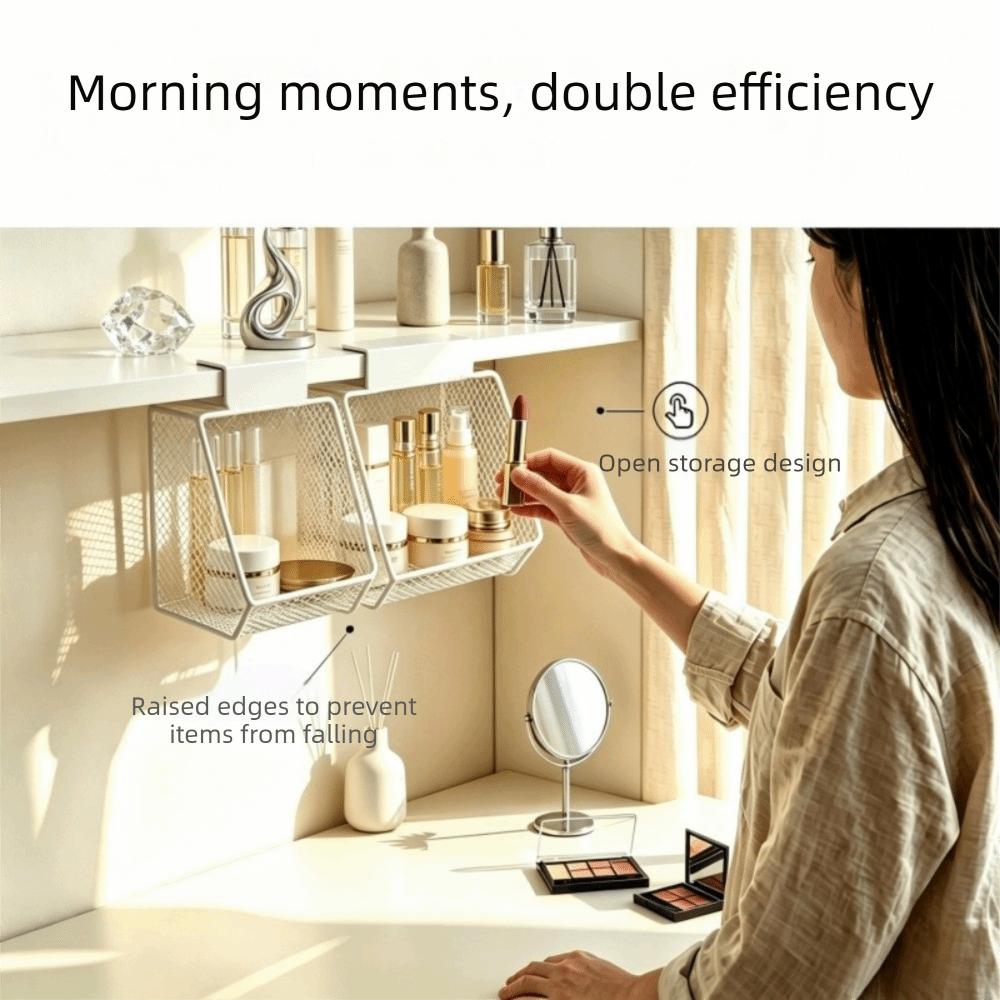 No Drill Under the Mirror Cabinet Storage Basket Under Cabinet Organizer Kitchen Storage