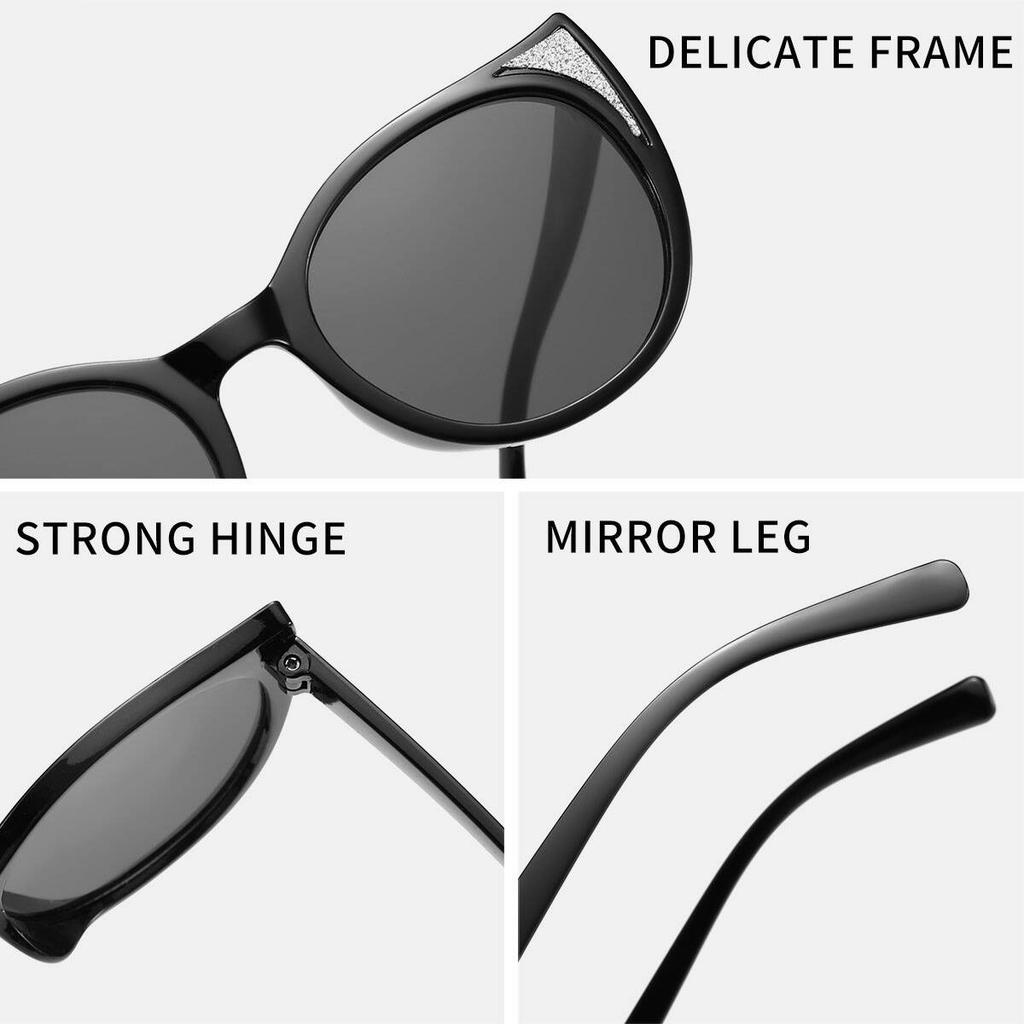 2026 New Children's Cute Cat-Ear Fine-Glitter Ins-Style Color Sunscreen Sunglasses For Outdoor Use