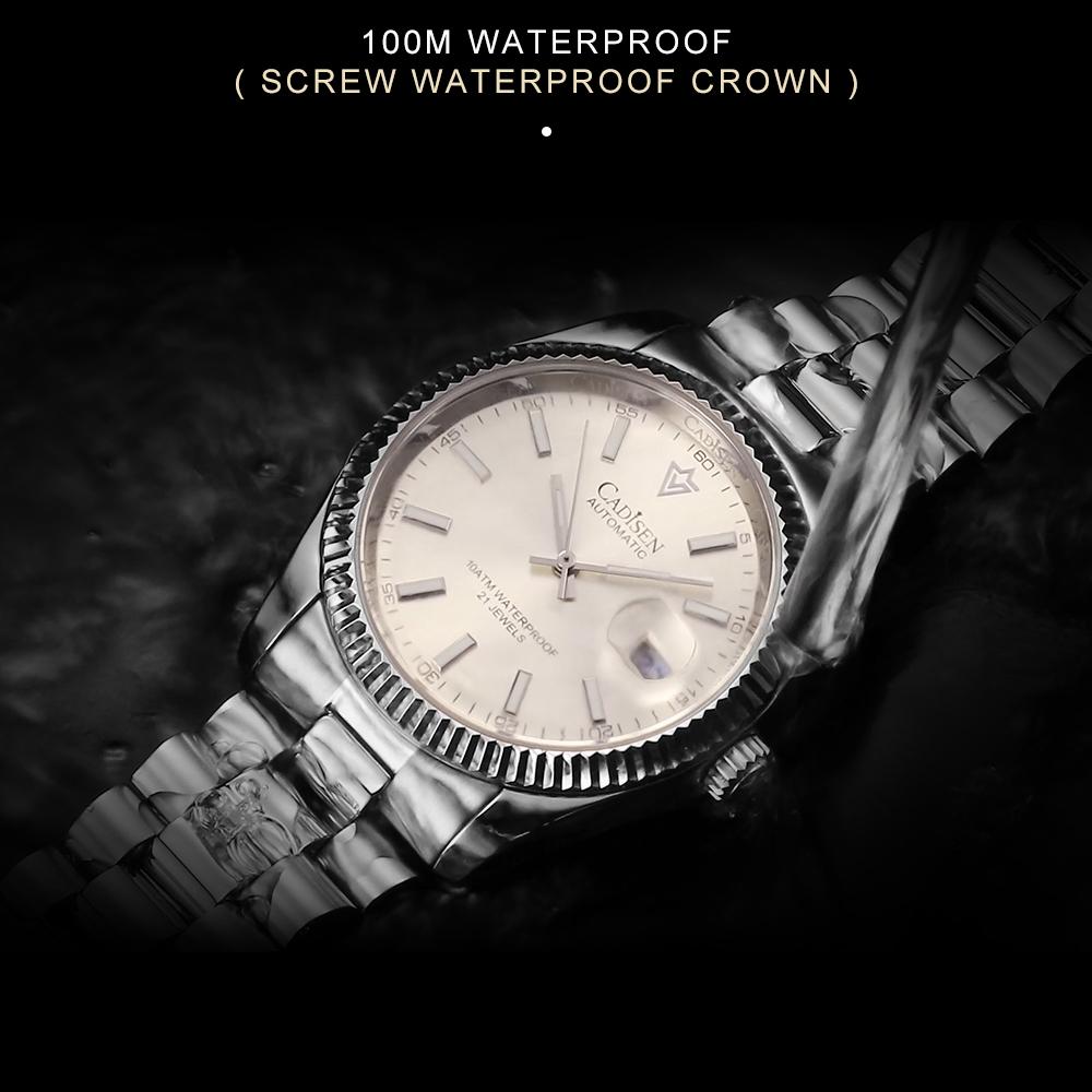 Cadisen 8214 Новые роскошные мужские часы высшего бренда с коробкой, водонепроницаемые 10 атм, 21 УКРАШЕНИЕ, автоматические мужские механические часы