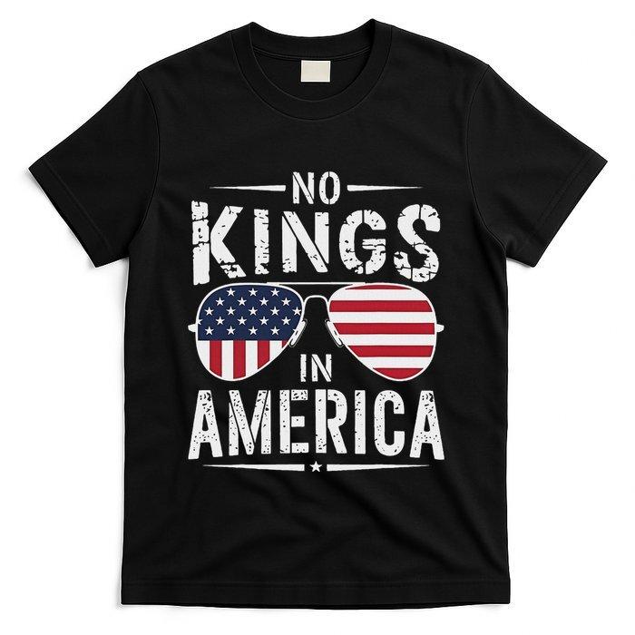 No Kings In America Sunglasses Us Flag Funny Anti Trump T-Shirt Unisex