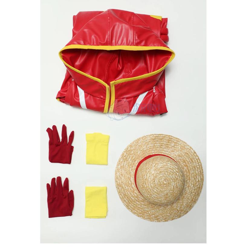 Monkey D Luffy Egghead Cospaly Costume Anime OP Red leather coat skirt hat shoe cover Halloween party cute woman man uniform