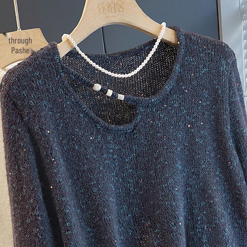 Women's Loose Fit Round Neck Long Sleeve Sweater