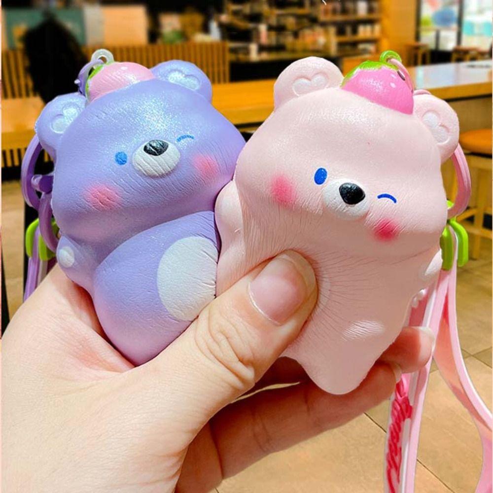 Squeeze Bear Squeeze Toy Cartoon Animals Bear Fidget Keychain Bear PU Slow Rebound Children Toys