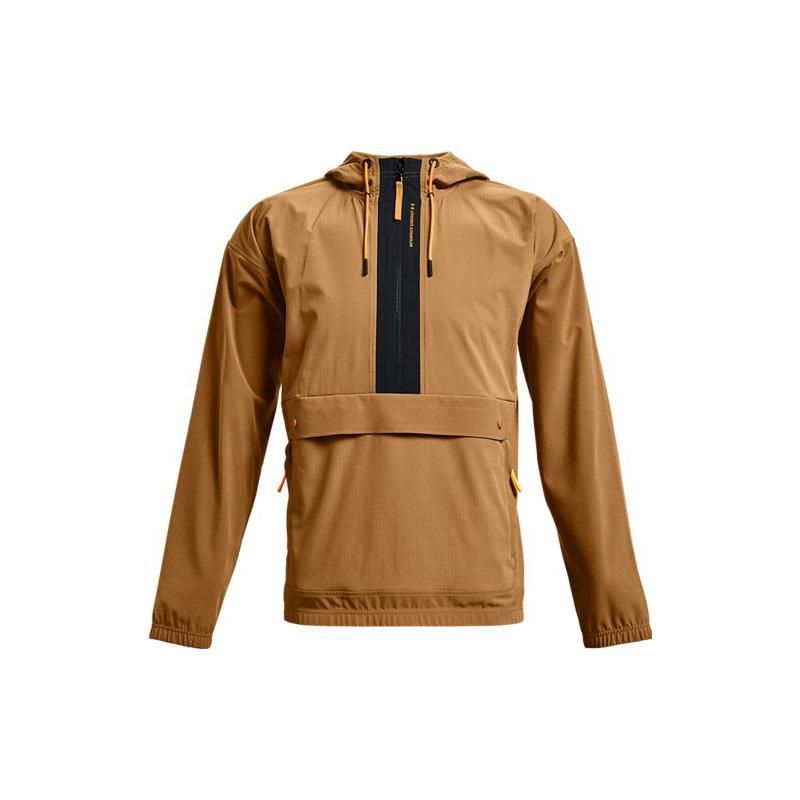 Under Armour Rush Series Popover Тканая тренировочная куртка с капюшоном на молнии с половиной молнией Мужская верхняя одежда Коричневый 1366188-277