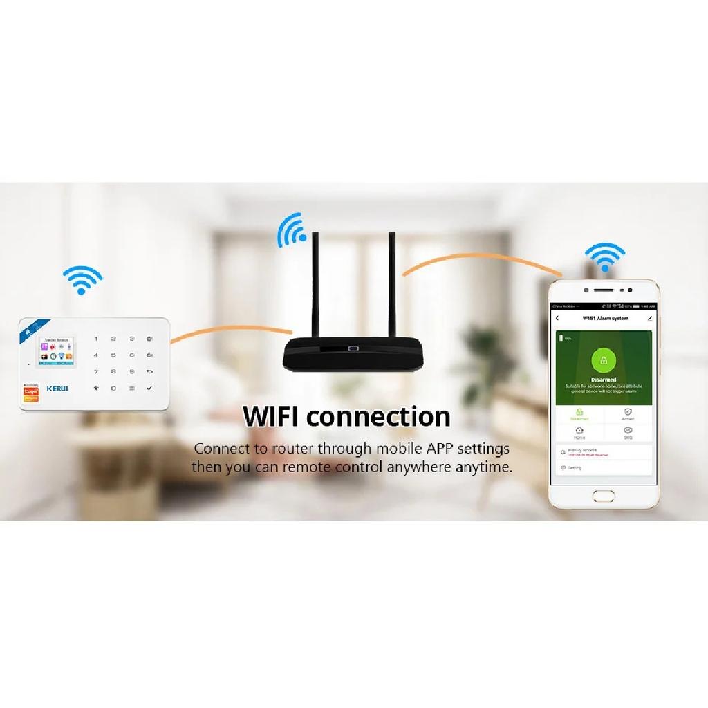 KERUI W181 Tuya Smart WIFI GSM Security Alarm System Works With Alexa Home Burglar Motion Detector Door Sensor Outdooor Camera
