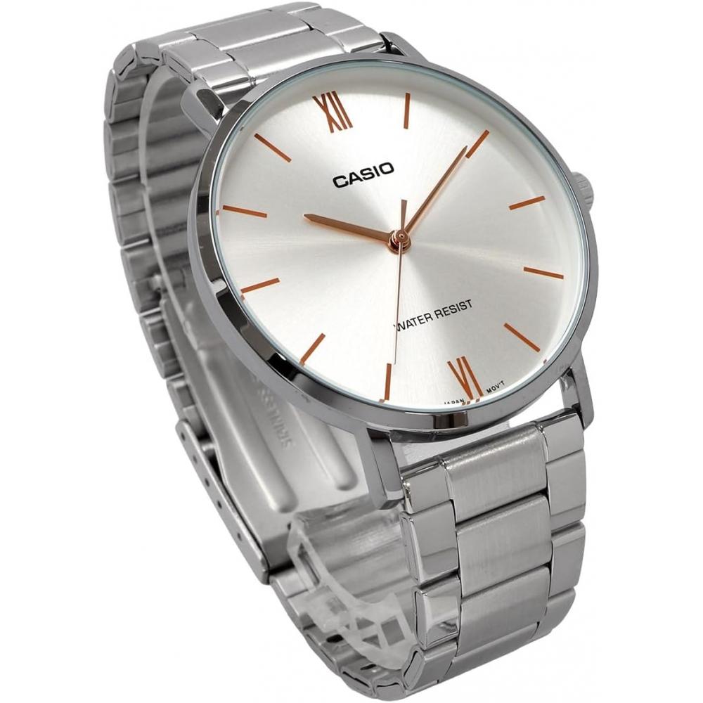 Casio Мужские кварцевые металлические часы Серебристые Mtp Vt01d 7b