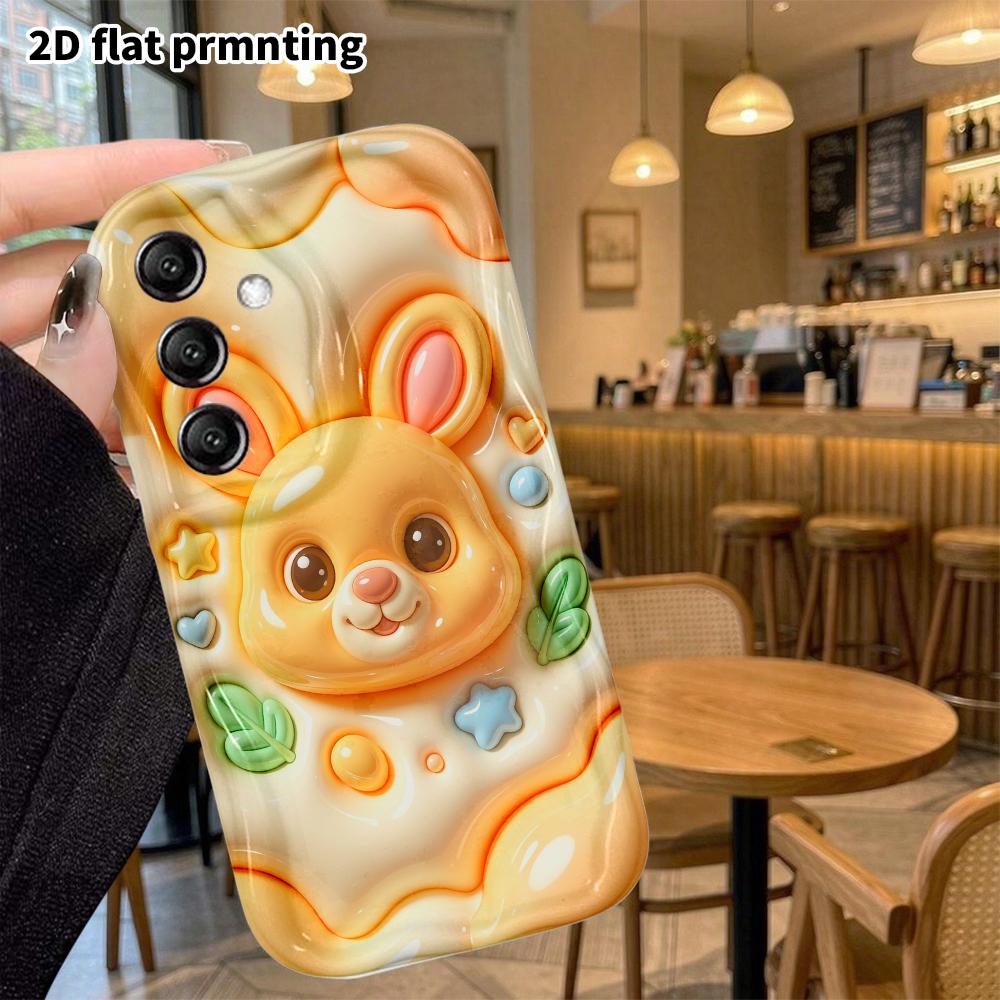 Phone case: 2D flat, suitable for Samsung Galaxy A34 A35 M05 M06 S20 S22 S21 FE Plus 5G protective case, Creamy Little Bunny, perfect Christmas and Ha
