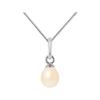 Pendentif - Pearls &amp; Colors - Véritable Perle De Culture d'Eau Douce 5-6 Mm Rose - Or Blanc 375/1000 - Chaîne 42 Cm