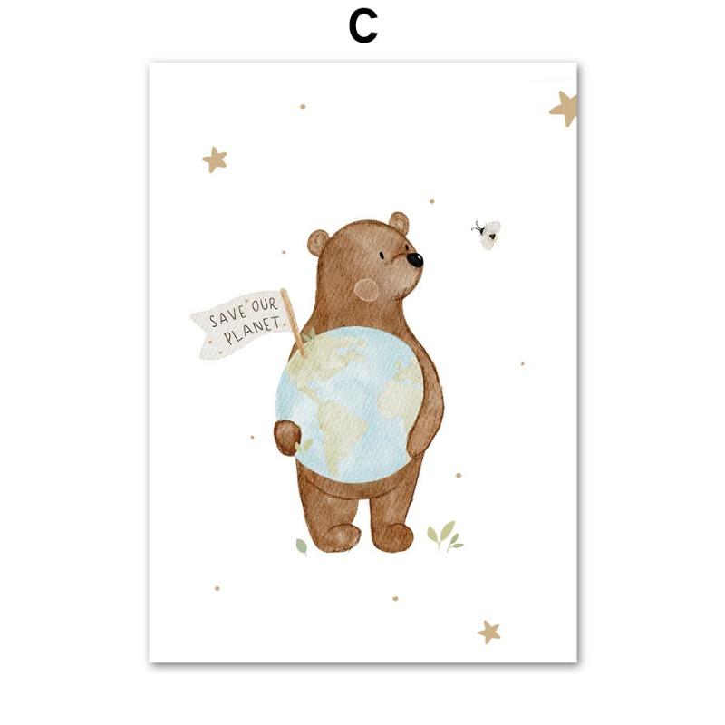 Бохо медведь слон кролик обезьяна воздушный шар настенное искусство холст картины скандинавские постеры и принты настенные картины декор детской комнаты для малышей