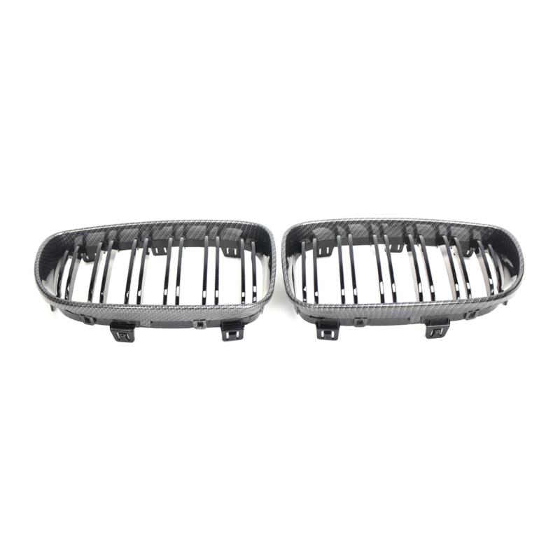 1 Pair Front Kidney Grille for 2019 51137166439 Gloss- Black Double-Line Left Right Front Grills Frame Trim