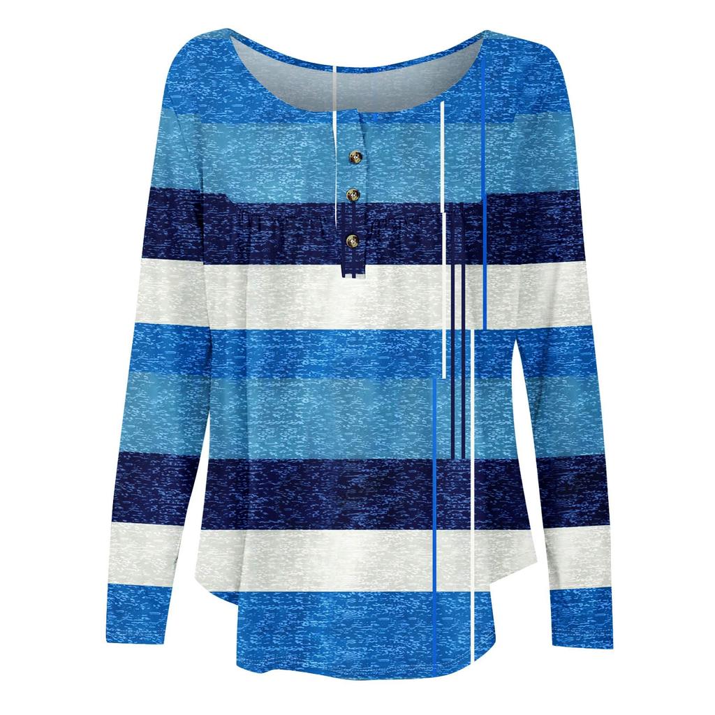 Женская туника с длинным рукавом, свободные топы, повседневные топы оверсайз, плиссированная туника, застегивающаяся на пуговицы, повседневные женские топы с принтом