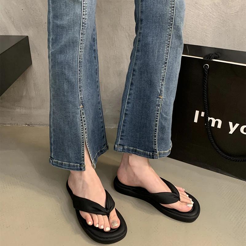 Модные летние женские тапочки 2024 года, модные элегантные туфли на плоской подошве с застежкой-молнией, шлепанцы, женские пляжные сандалии, шлепанцы