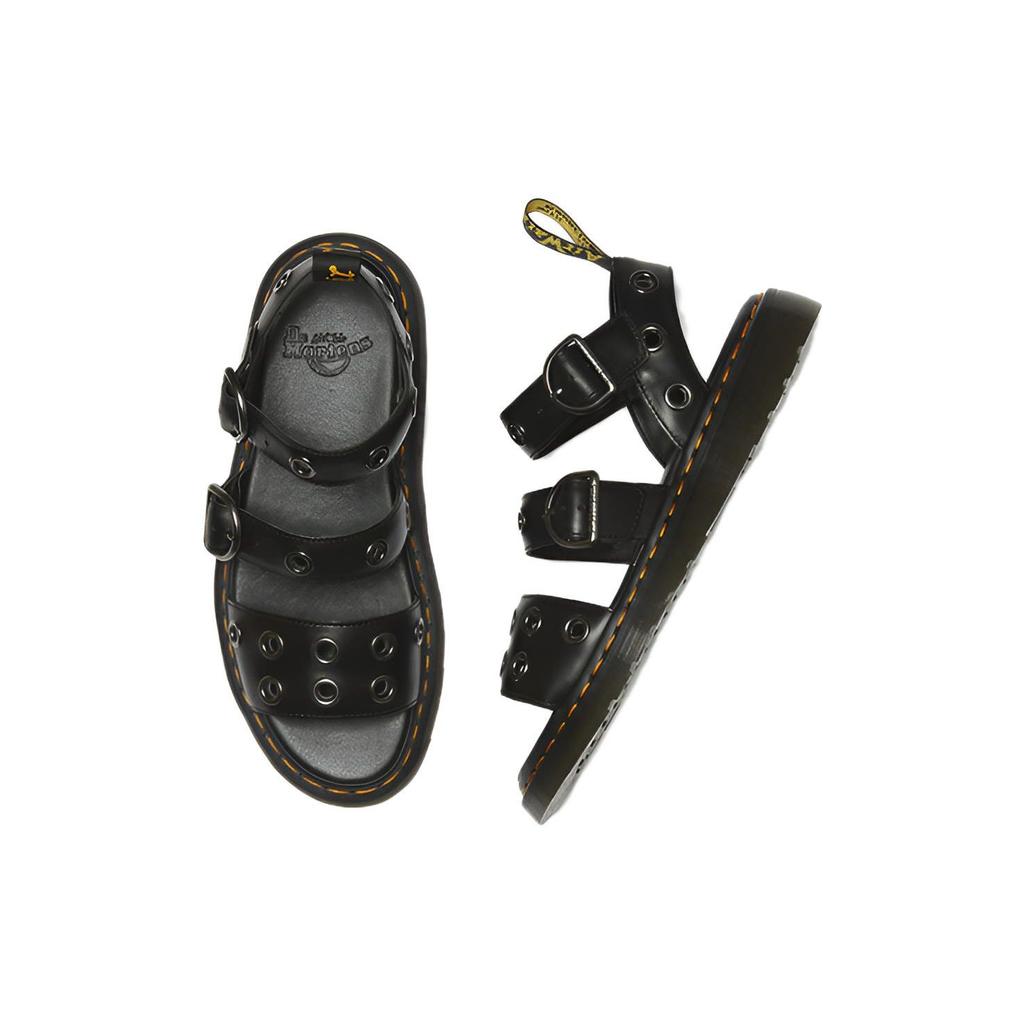 Dr. Martens Gryphon Series Leather British Metal Ring Slide Sandals Unisex Sandals Black 27504001