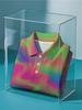 Men's Neon Gradient Short-Sleeve Polo Shirt - Full-Body Lapel Button-Up Collar, Minimalist Summer Beach Shirt with Flip Collar, Machine Washable