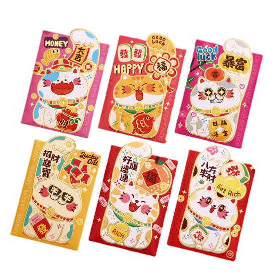 6 шт. Красные конверты 2025 Китайский лунный Новый год Красный карманный год