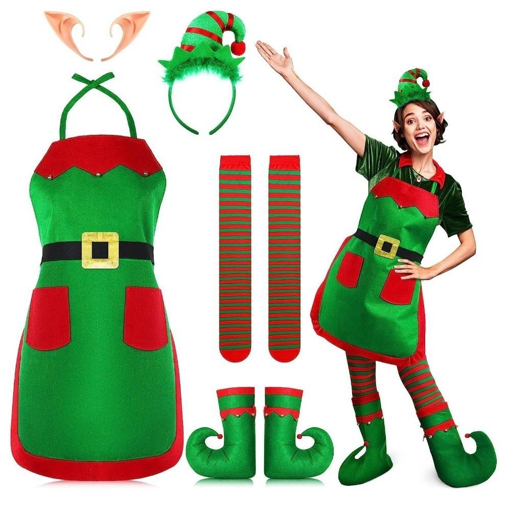 Christmas Dress Up Christmas Elf Dress Set Green Elf Family Matching Outfits  Christmas