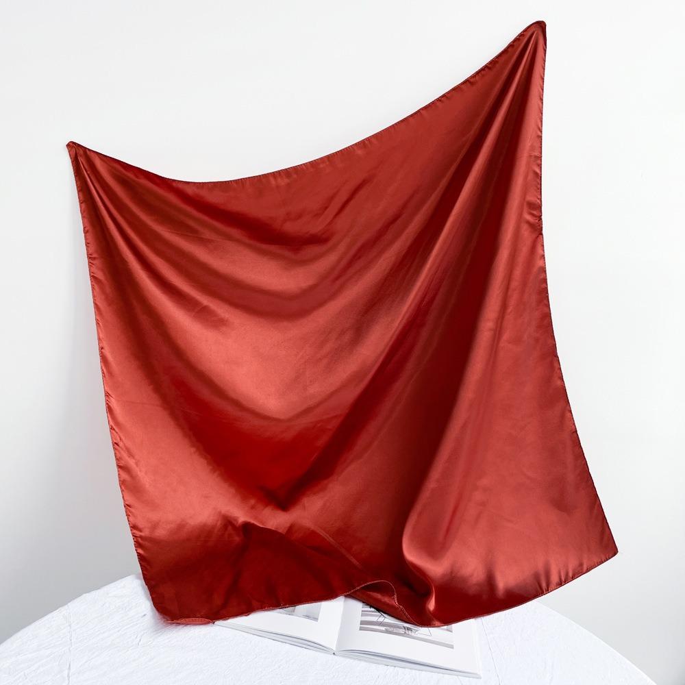 90*90СМ Однотонный Квадратный Шарф для Женщин Шарф и Головной Платок Сатиновый Модный Блестящий Шелковый Шарф