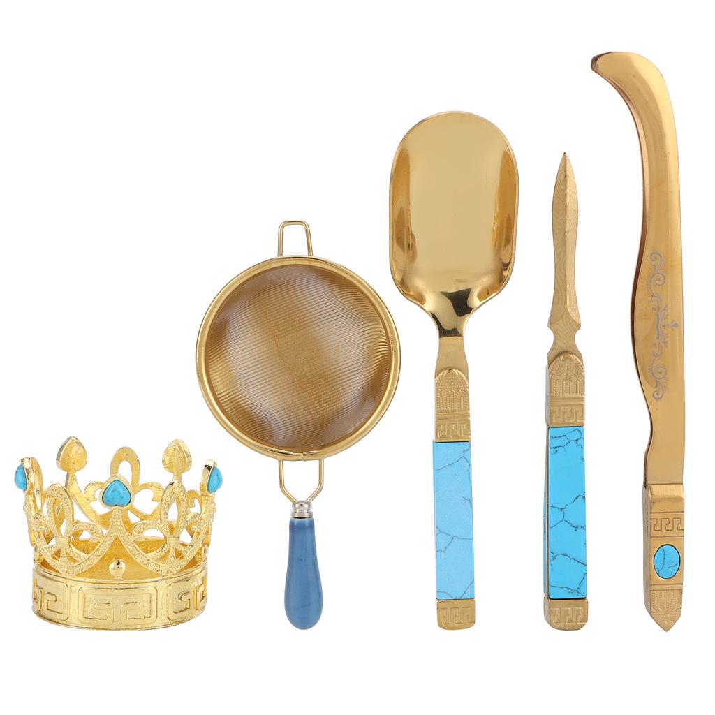 Чайный набор для церемонии из нержавеющей стали 304 Чайная ложка Игла-зажим Фильтр-комплект Аксессуар для чая кунг-фу Золото