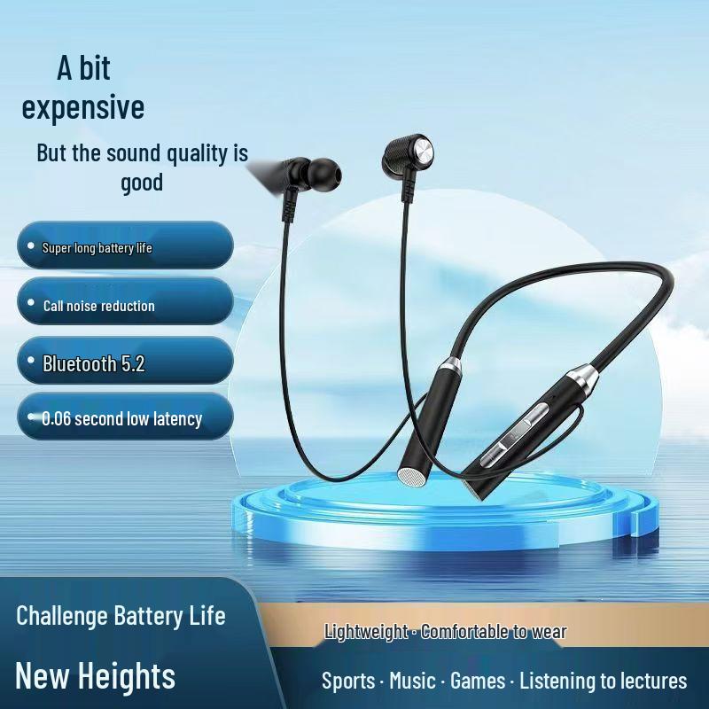 Wireless Bluetooth Neckband Earphones: High-Quality Stereo Sound, Long Battery Life, Perfect for Running & Sports.