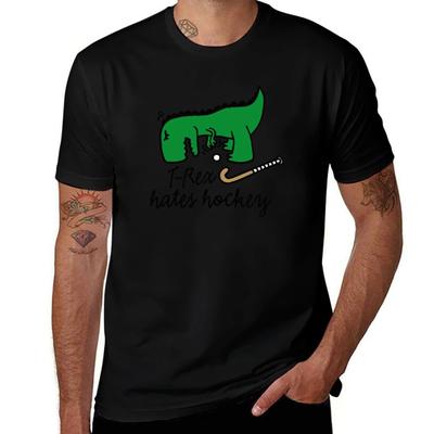 TRex Hates Hockey Field Hockey Player Dinosaur TShirt Festival Casual Short Sleeve TShirt