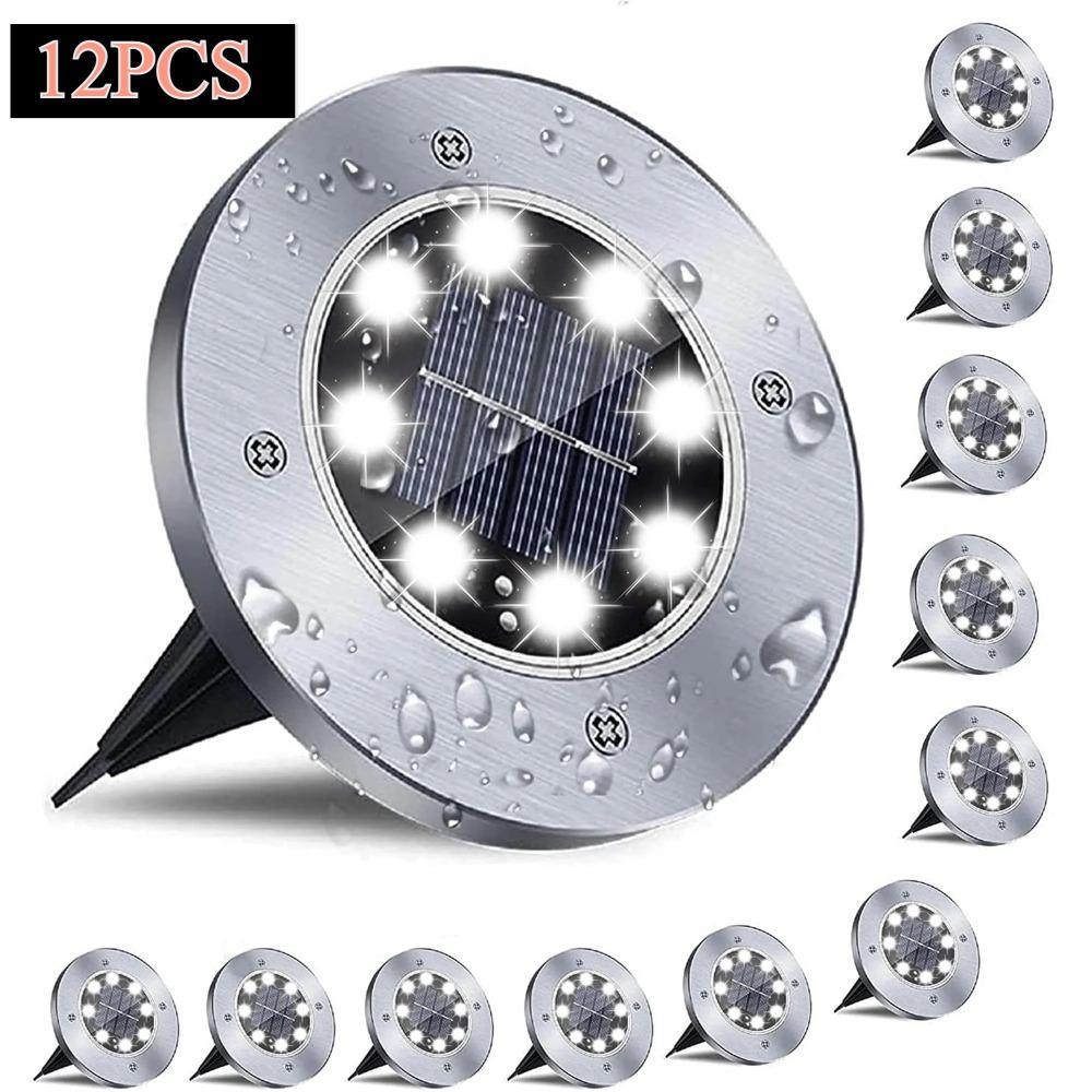12 Pack Outdoor Waterproof Solar Lights, LED Underground Lights for Yard, Patio, Garden, Lawn, Balcony, Outdoor Pathway
