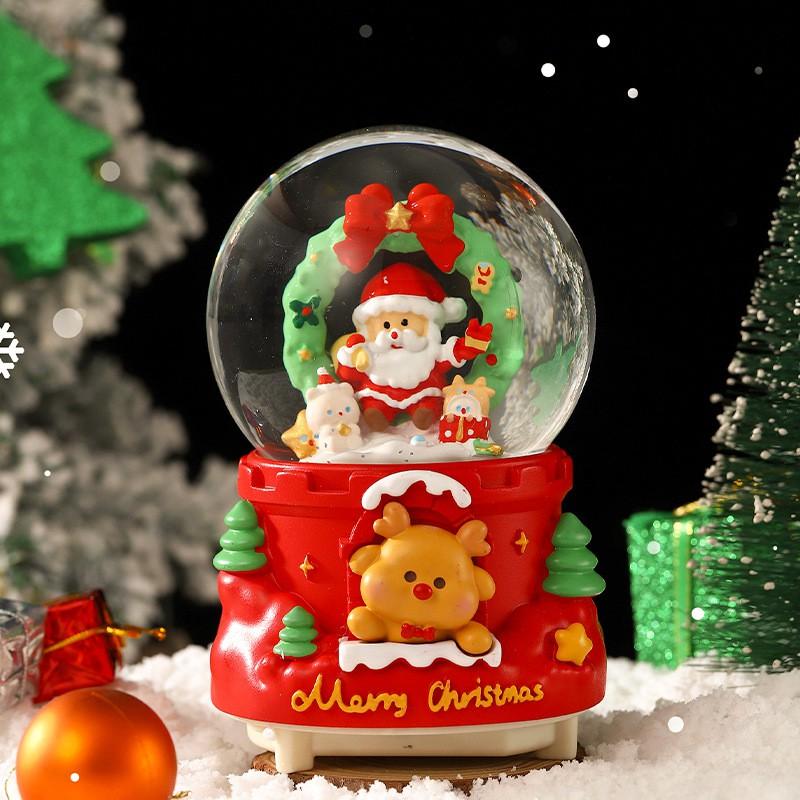 Rotating Carousel Music Box With Snow Globe Effect Kids Birthday Gift Decorative Resin Musical Toy