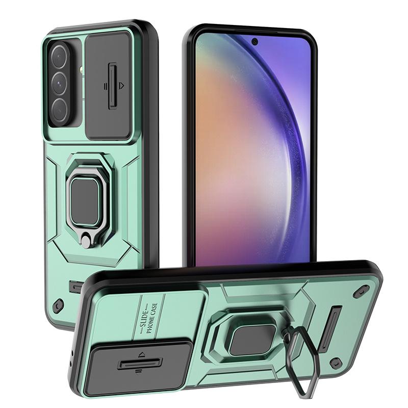 Armor Car Magnetic Bracket Phone Case for Samsung Galaxy A57/37/27/17/07 A56/36/26/16/06 A55/35/25/15/05S Slide Camera Protect Shockproof Cover