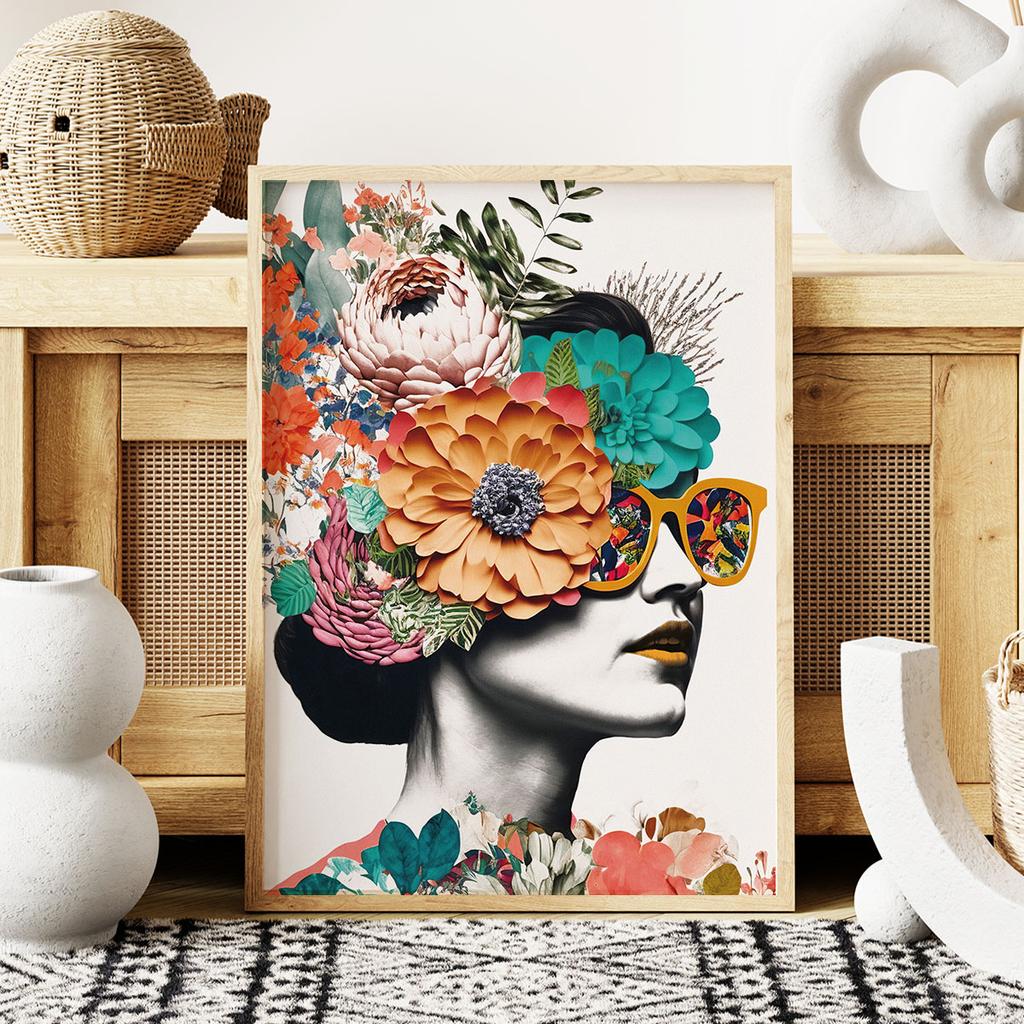 Plakat portret kobieta kolaż