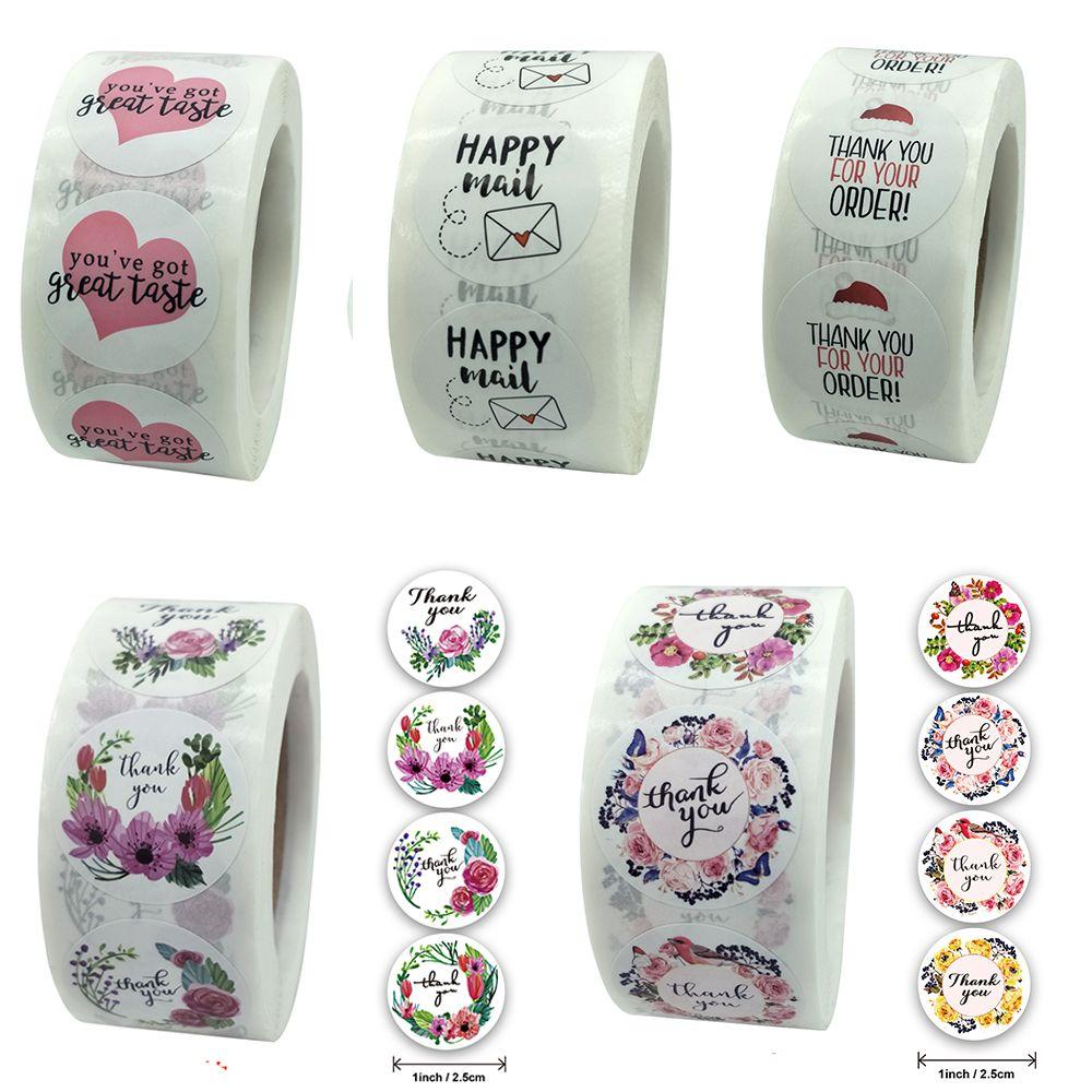 Mail Package Label Sticker roll Self Adhesive Thank You Stickers Gift Paper Sticker Sealing Craft