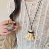 Silver Texture Shell Pull-out Necklace Fashion Temperament Niche Sweater Chain Light Luxury Versatile Simple Jewelry
