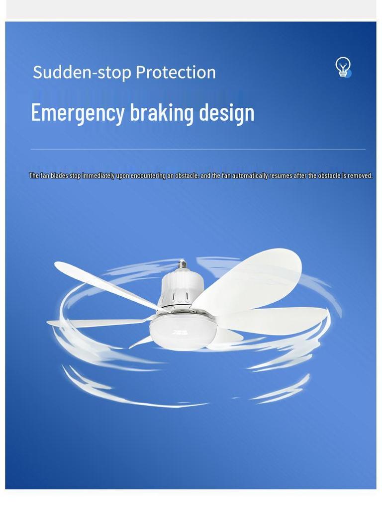 E27 LED Six-Leaf Remote Control Ceiling Fan with Silent Operation for Bedroom or Restaurant