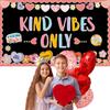 Valentine's Day Bulletin Board Decoration Valentine Classroom Bulletin Board with Borders Retro Groovy Heart Paper Cutouts for School Nursery