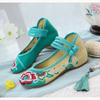 Chinese Embroidered Hibiscus Flowers Cloth Shoes Women's Shoes and Linen Tendon Soles